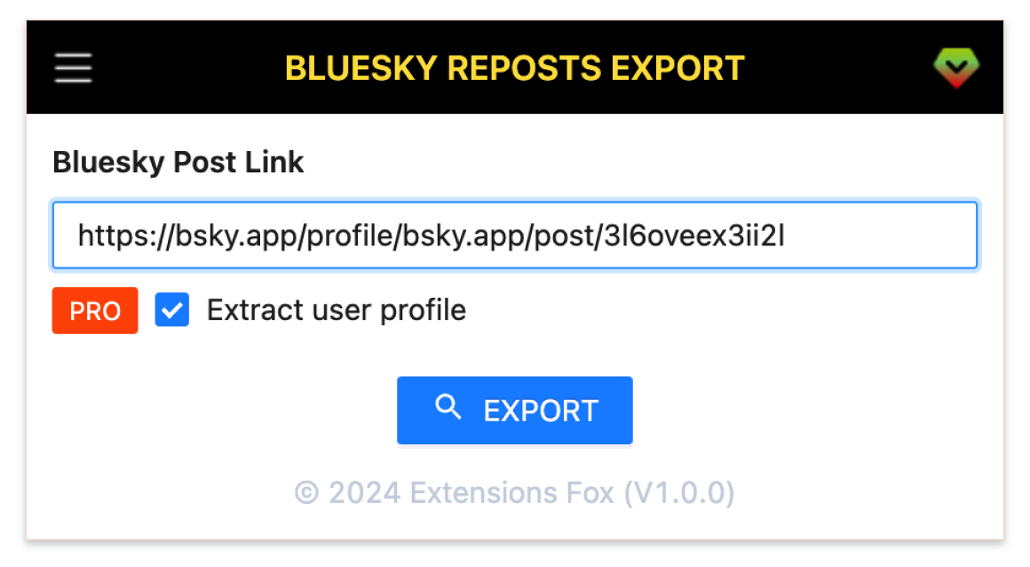 Bluesky Likes Export Tool Screenshot